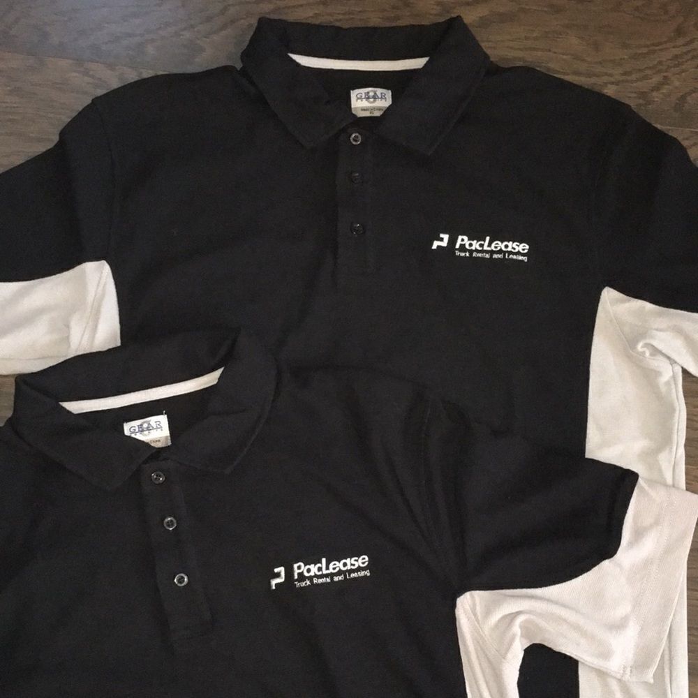 2-PacLease Truck Leasing work mens golf polo shirt -XL slim wears like Large